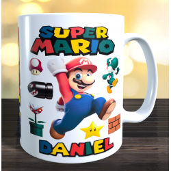 Taza Súper Mario Bros personalizada con el nombre