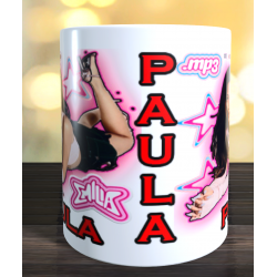 Taza Emilia Mernes personalizada con el nombre, ideal como regalo personalizado para los fans de la popular cantante Argentina.