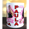 Taza Emilia Mernes personalizada con el nombre, ideal como regalo personalizado para los fans de la popular cantante Argentina.