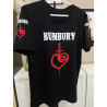 Camiseta Bunbury logo corazón en mangas, espalda y delantera