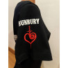 Camiseta Bunbury logo corazón de color negra. Diseños en delantera + mangas + espalda. Ideal como regalo para los fans