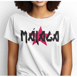 Camiseta Málaga estilo Malaguita Rock, un estilo diferente alternativo. Disponible en color negro y blanco.