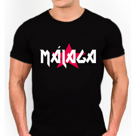 Camiseta Málaga estilo Malaguita Rock, un estilo diferente alternativo. Disponible en color negro y blanco.
