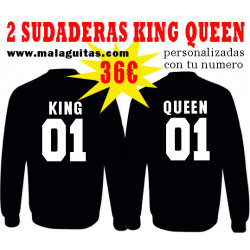 Lote 2 sudaderas KING y QUEEN personalizadas con el número de quieras
