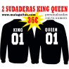 Lote 2 sudaderas KING y QUEEN personalizadas con el número de quieras