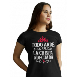 Camiseta Héroes del Silencio - con la frase "Todo arde si le aplicas la chispa adecuada" de la canción La Chispa adecuada