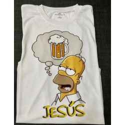 Camiseta personalizada Homer Simpson pensando en cerveza