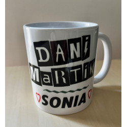 Taza Dani Matín personalizada con el nombre que quieras. Ideal como regalo para los fans y seguidores del cantante