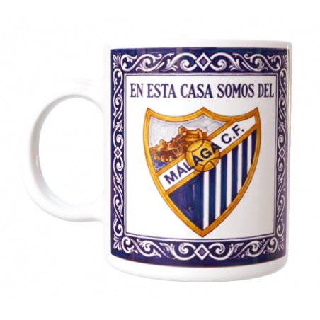 Taza En esta casa somos del Málaga CF personalizada con el nombre