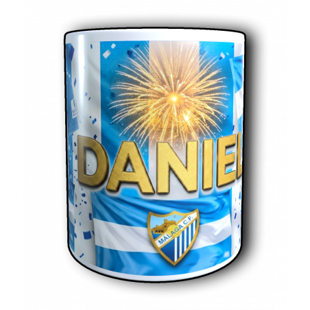Taza Málaga C.F. personalizada con el nombre