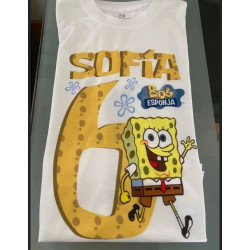 Camiseta Bob Esponja para cumpleaños personalizado con el nombre