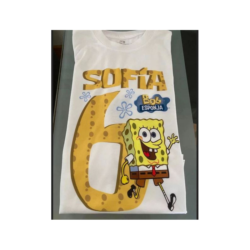 Camiseta Bob Esponja para cumpleaños personalizado con el nombre
