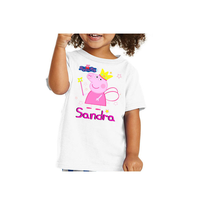 Camiseta Peppa Pig personalizada con el nombre para cumpleaños