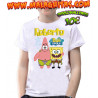 Camiseta Bob Esponja y Patricio personalizada con el nombre para cumpleaños