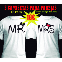 Camisetas para parejas MR y MRS Mickey Mouse y Minnie Mouse