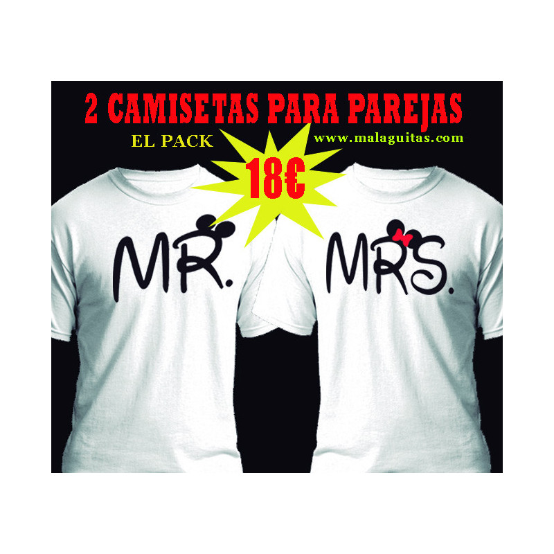 Camisetas para parejas MR y MRS Mickey Mouse y Minnie Mouse
