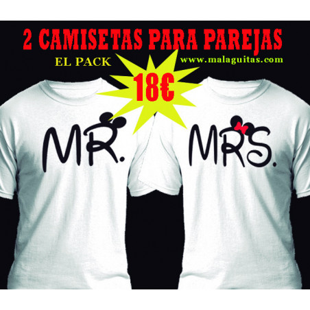 Camisetas para parejas MR y MRS Mickey Mouse y Minnie Mouse