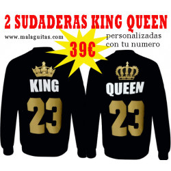Sudaderas para parejas KING y QUEEN personalizadas en color dorado