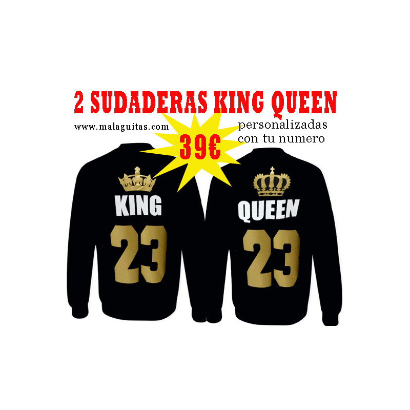 Sudaderas para parejas KING y QUEEN personalizadas en color dorado