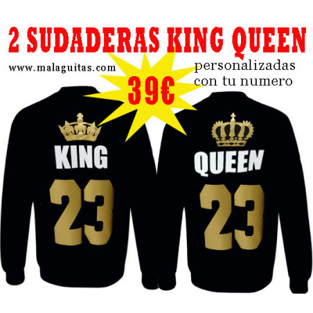 Sudaderas para parejas KING y QUEEN personalizadas en color dorado