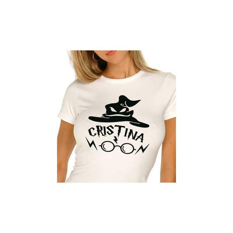 Camiseta Harry Potter personalizada con el nombre blanca