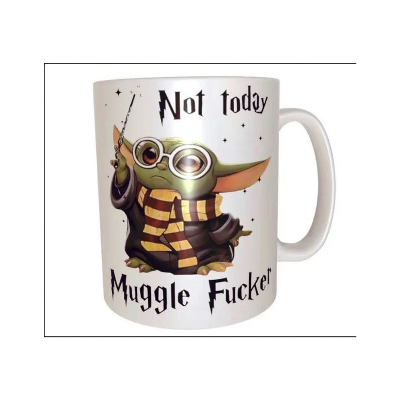 Taza bebe Yoda estilo Harry Potter not today muggle fucker