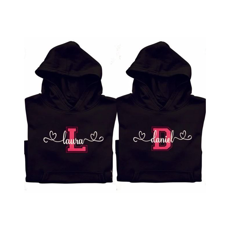 Sudaderas para parejas personalizadas con la inicial y el nombre